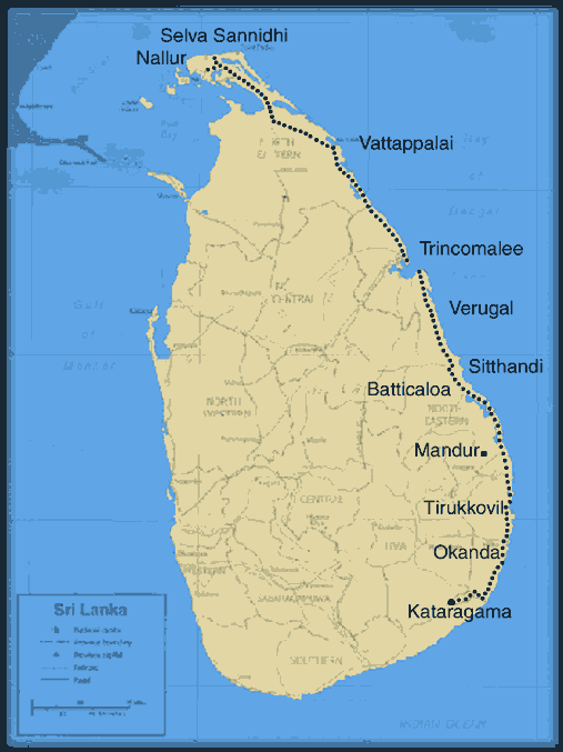 Kataragama Pada Yatra map